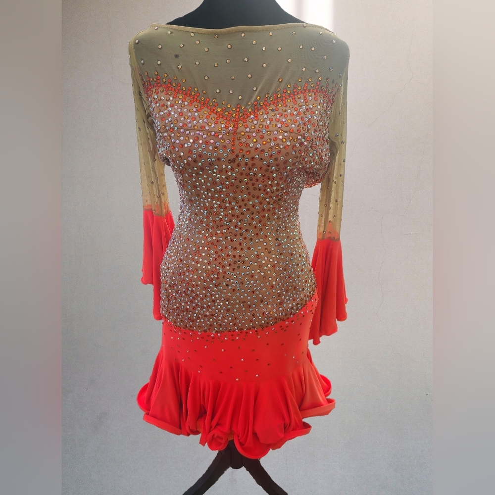 Dore Tangerine Swarovski Rhythm/Latin Ballroom Dress